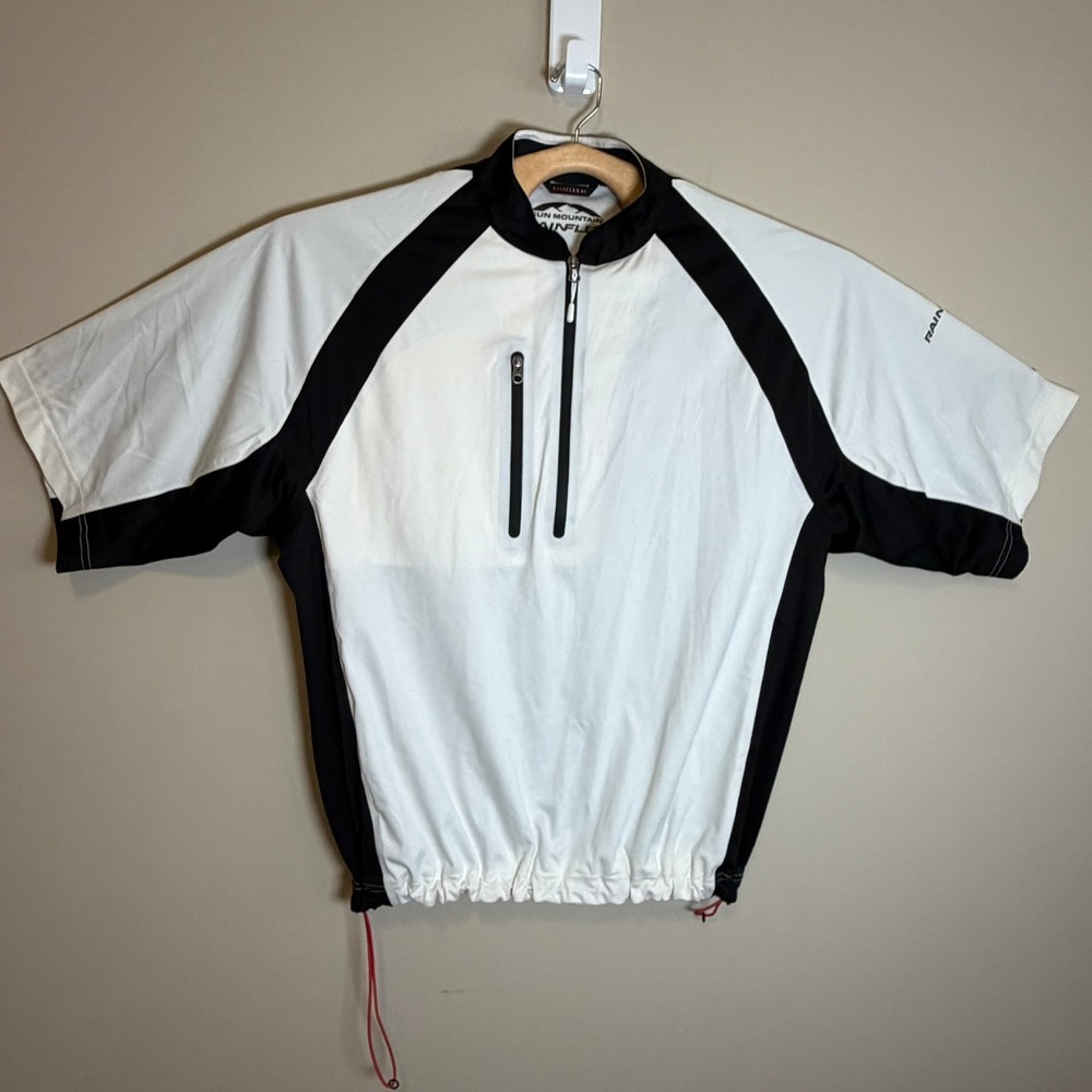 Sun Mountain RainFlex SS Golf Windbreaker Pullover Half Zip White Black XL
